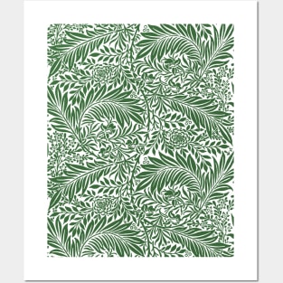 Modern Floral Pattern Green and White Posters and Art